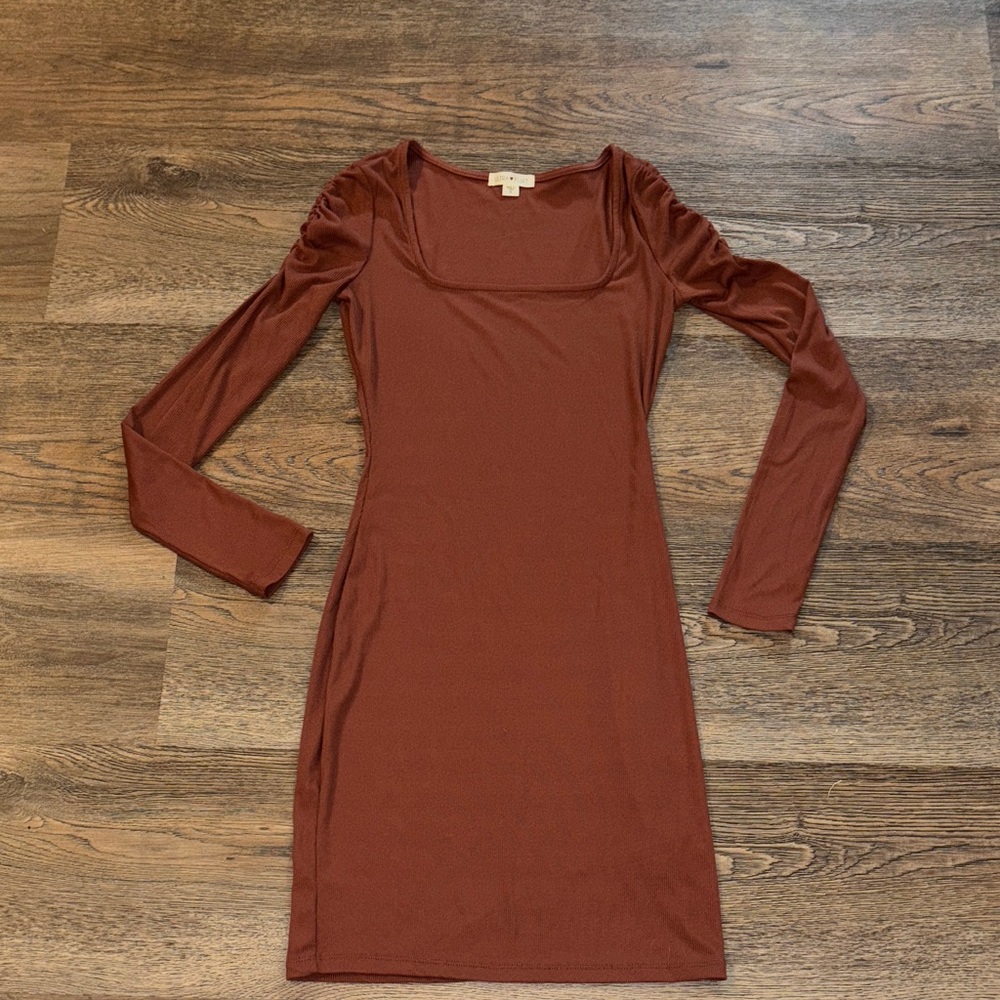 Ultra Flirt Elegant Brown Long Sleeve Dress size S